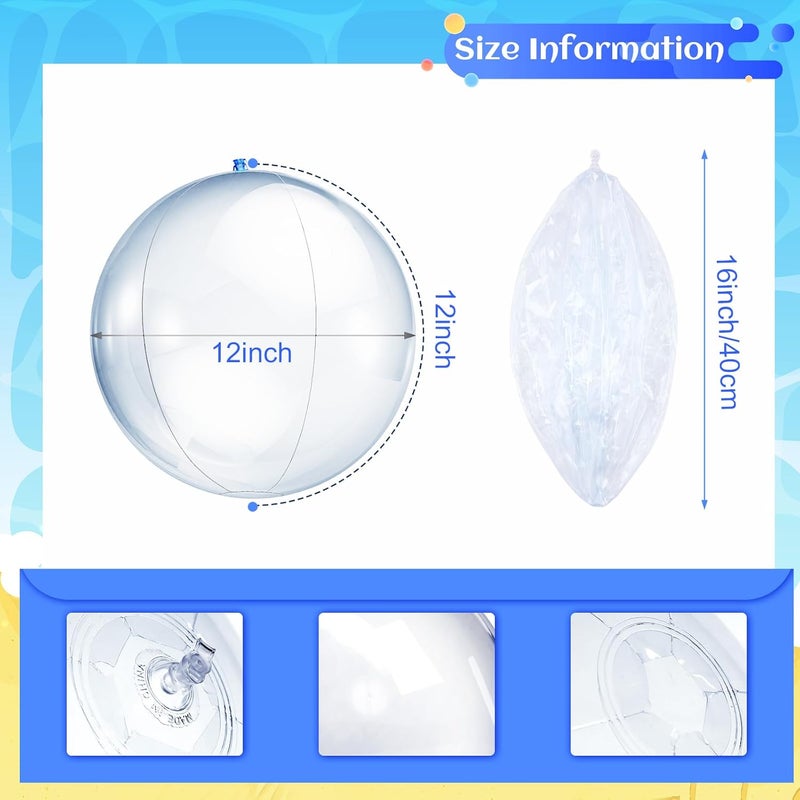 Zhanmai 6 Pieces Inflatable Clear Beach Ball 16 Inch Clear Pool Floating Ball Balloons for Under The Sea Party Decoration DIY Bubble Summer Beach Swimming Pool Hawaii Luau Party Favor - Image 2